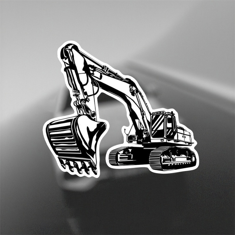 흑백 만화 굴착기 비닐 스티커, 자동차, 노트북, 창문 - Heavy Equipment Stickers 리뷰 및 가격